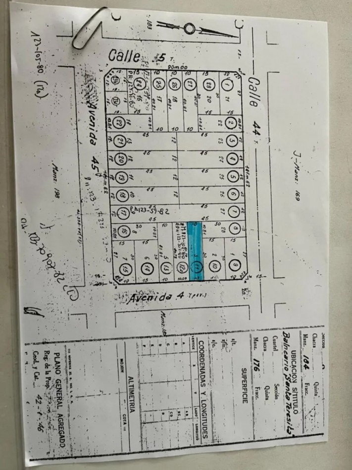 Lote Calle 4 e/ 44 y 45 - L11