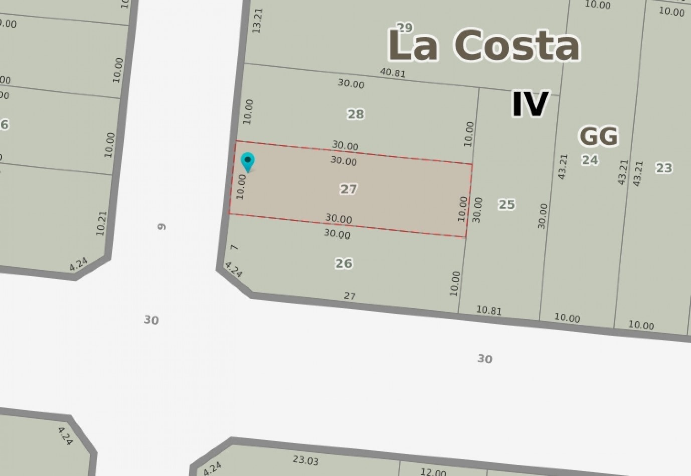 L25 - Lote Calle  9 e/ 29 y 30 - Santa Teresita